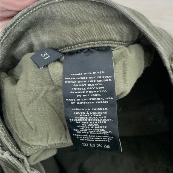J. brand green jeans with buttons on lower legs - Picture 5 of 6